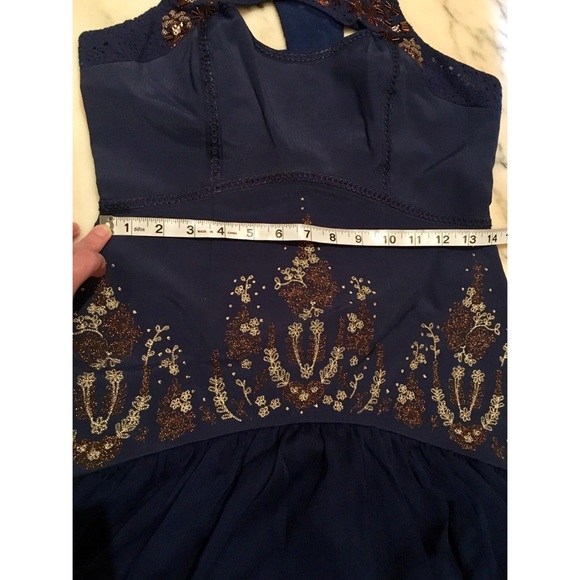 Beautiful Free People Dream Garden Embroidered  Blue Dress Sz.2 - Picture 6 of 15